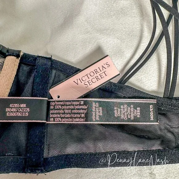 NWT Victoria's Secret LUXE Starburst Unlined Plunge Bra Black - Picture 7 of 9